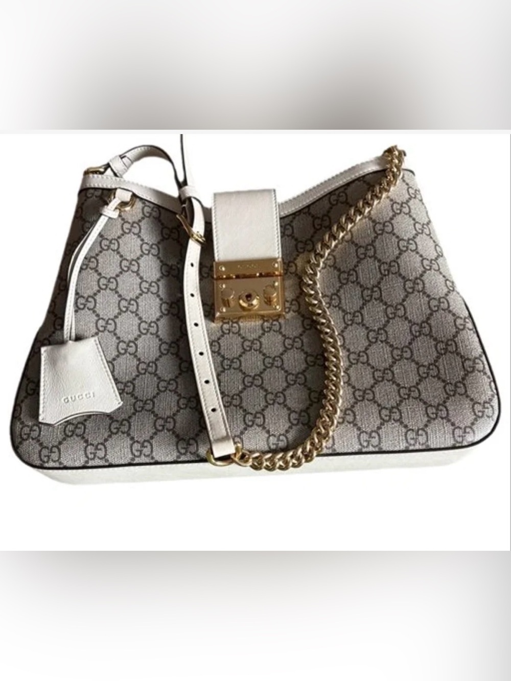 ✨ AUTHENTIC Gucci Padlock Medium GG Supreme Shoulder Bag White ✨